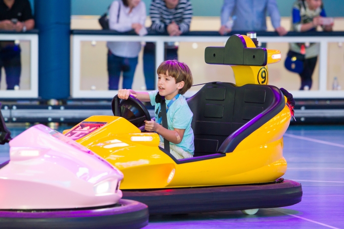 The largest indoor activity space at sea, SeaPlex is exclusively featured on Royal Caribbean's Quantum and Quantum Ultra Class ships, such as Anthem, Ovation and Spectrum of the Seas. There are experiences for the whole family like bumper cars, a full-size sports court and spots to kick back on the sidelines.