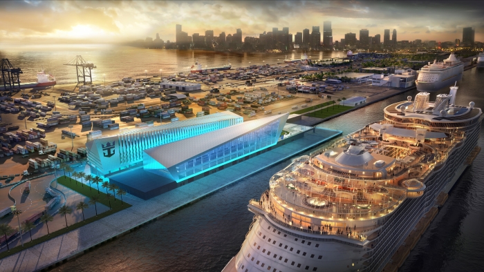 New, iconic cruise terminal - Royal Caribbean Cruises Ltd.’s (RCL) new, iconic terminal at PortMiami will be home to an Oasis class ship. The iconic building is slated for late 2018.