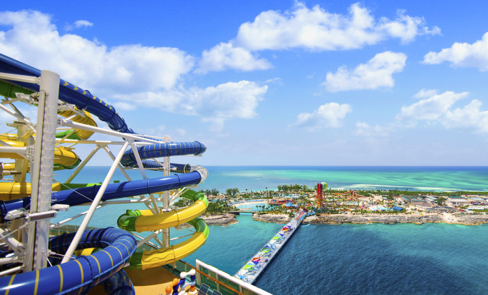 Adventure of the Seas features The Perfect Storm duo of racer waterslides, a guest-favorite that boasts three stories of high-speed adventure. Cyclone and Typhoon take guests on the ultimate ride as they go head-to-head through twists and turns for bragging rights.