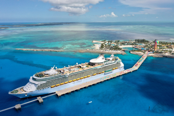 The amplified Freedom of the Seas at Royal Caribbean’s top-rated private island in The Bahamas, Perfect Day at CocoCay.