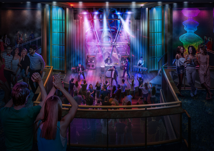 June 2023 – The Music Hall on Royal Caribbean’s new Utopia of the Seas is the spot to rock out to the best cover bands at sea, whether on the dance floor, at the lounge tables, while playing a game of pool or with a cocktail at the bar.