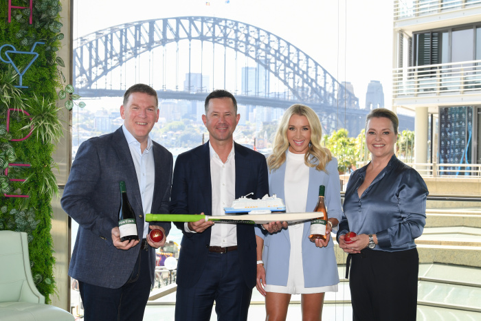 September 2023 – Gavin Smith, vice president and managing director in Australia and New Zealand for Royal Caribbean International; celebrated cricketer Ricky Ponting, Rianna Ponting; and Kathryn Lock, director of marketing in Australia and New Zealand for Royal Caribbean International, celebrate the launch of the cruise line’s new, exclusive partnership with the award-winning Ponting Wines.