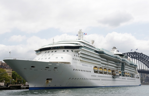 Royal Caribbean’s Radiance of the Seas docked at Sydney Harbour in Sydney, Australia.