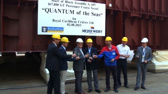 Two Shipbuilding Milestones for Quantum Class: Royal Caribbean Celebrates Keel Laying and Steel Cutting