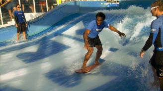 Dhani Jones Surfs Freedom of the Seas' FlowRider