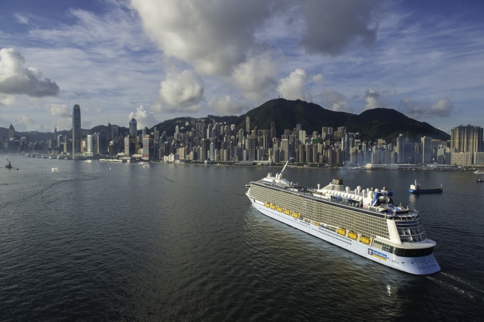 June 2015 - Quantum of the Seas makes her grand entrance into Victoria Harbour in Hong Kong, China. 