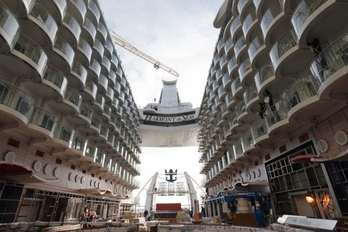 February 2016 - Harmony of the Seas under construction at the STX ship yard in France.