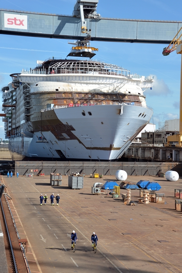 June 2017 - Symphony of the Seas, Royal Caribbean's newest Oasis-class ship, under construction at the STX shipyard in France. The ship is scheduled to be delivered in 2018.