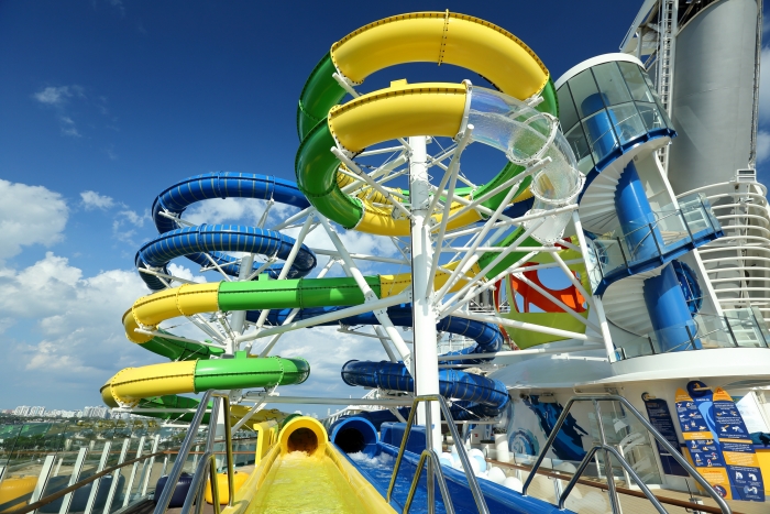 The Perfect Storm, duo of racer waterslides, three stories high on the new amped up Mariner of the Seas.