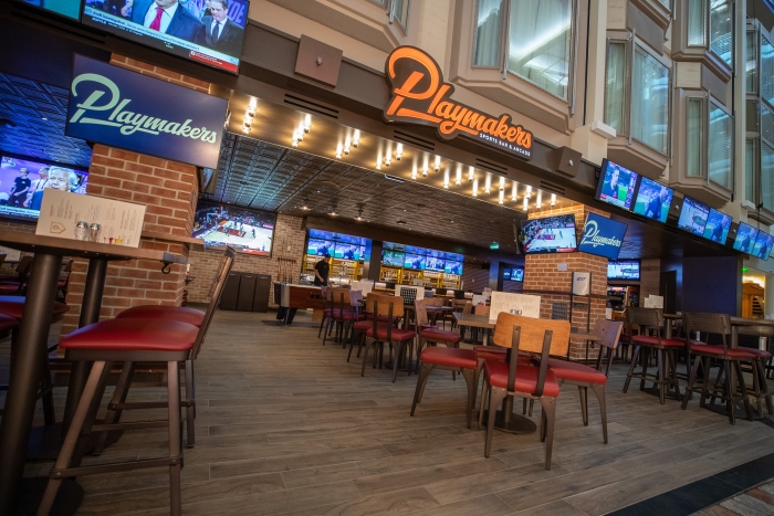 March 2019 - Playmakers Sports Bar & Arcade on the Royal Promenade on Navigator of the Seas gives families a chance to enjoy gameday classics, 50 big-screen TVs, tabletop games, classic arcade hits.