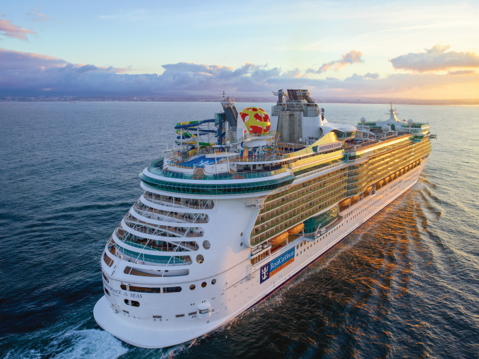 The amplified Independence of the Seas touts adventure for everyone, from the FlowRider surf simulator, to glow-in-the-dark laser tag and the first VR, bungee trampoline experience in Sky Pad.