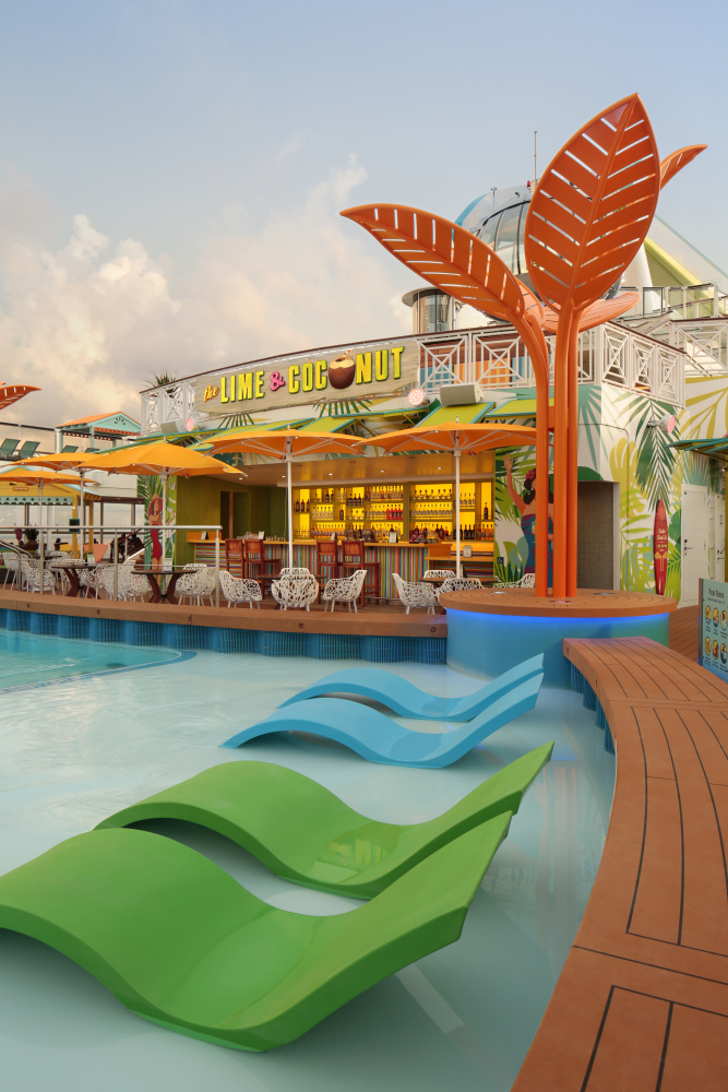 Anchoring the resort-style Caribbean pool deck is The Lime & Coconut. Royal Caribbean’s signature, two-level poolside bar lights up Odyssey of the Seas’ top decks with freshly made cocktails, live music and a variety of seating to lounge and kick back and take in great ocean views.