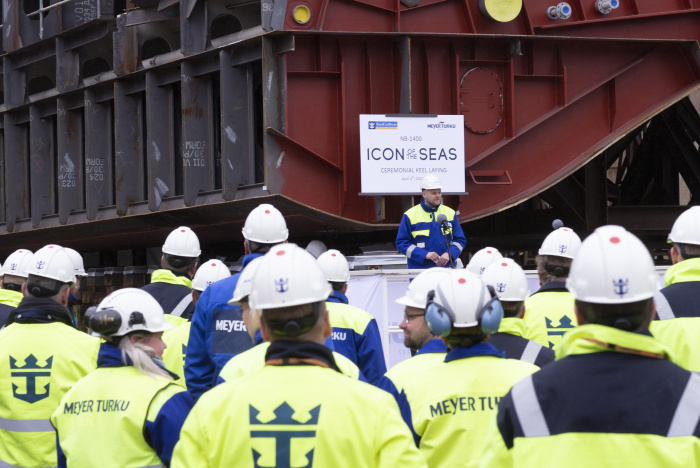 April 2022 – Construction on Royal Caribbean International’s highly anticipated Icon of the Seas reached a new milestone. A keel-laying ceremony took place at Finnish shipyard Meyer Turku to celebrate the progress on the revolutionary cruise ship.