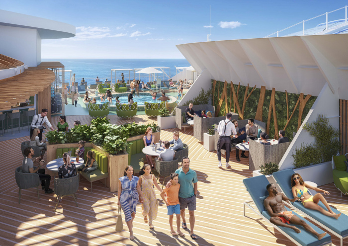 October 2022 – Royal Caribbean’s largest Suite Neighborhood to date is four decks of luxury on Icon of the Seas, featuring a two-level suite sun deck – The Grove – and endless ocean views. Royal Suite Class guests can unwind at their own private pool, whirlpool and a new casual Mediterranean dining venue.