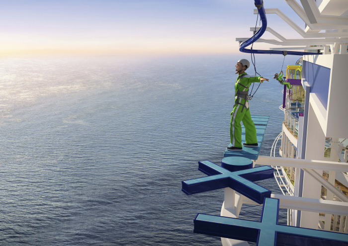 October 2022 – Living life on the edge takes new meaning with the brand-new Crown’s Edge on Icon of the Seas. Part skywalk, part ropes course and part thrill ride, the adrenaline-pumping experience culminates in a surprising moment that will see vacationers swing 154 feet above the ocean.