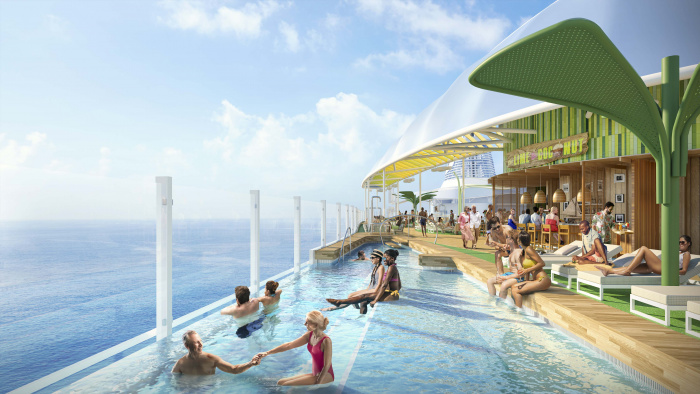 October 2022 – Cloud 17 in the new Chill Island neighborhood on Icon of the Seas is an adults-only retreat, complete with endless ocean views and a dedicated bar, the signature Lime & Coconut.