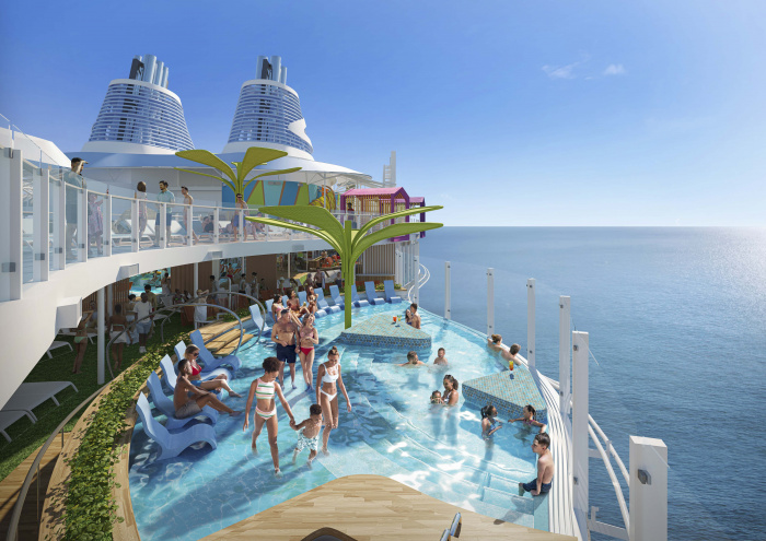 October 2022 – Vacationers looking for laidback vibes can head to Chill Island’s serene, infinity-edge Cove Pool on Icon of the Seas. With in-water loungers and more ways to chill, it’s all about the endless blue skies and ocean views and making memories. 