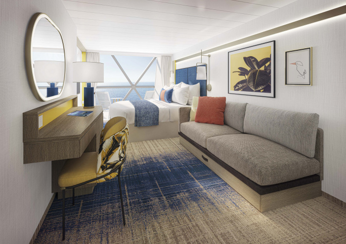 October 2022 – The Panoramic Ocean View suites and rooms on Icon of the Seas are among the best seats in the house. Vacationers can unwind at their home away from home with stunning perspectives of the sea, sky and destinations, thanks to wall-to-wall and floor-to-ceiling windows.