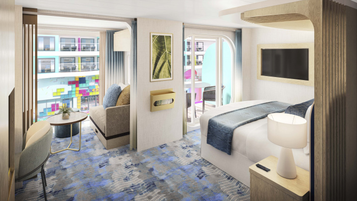 December 2023 – Vacationers can leave compromise at the door in the Surfside Family Suites on Star of the Seas. Nestled in the Surfside family neighborhood, the rooms welcome a family of up to four guests. There's a cozy kids alcove, which transforms into a living space for all, along with a private balcony and Royal Suite Class perks.