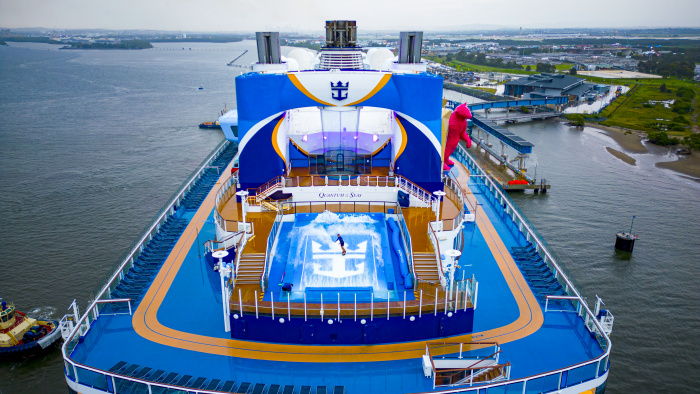 Royal Caribbean’s Quantum of the Seas in Brisbane, Australia. The getaway for families and friends features the North Star observation capsule, the RipCord by iFly skydiving simulator, SeaPlex – the largest indoor activity complex at sea – more than 20 restaurants, bars and lounges, including family-style Italian classics at Jamie’s Italian; and show-stopping entertainment that merges artistry with cutting-edge technology.