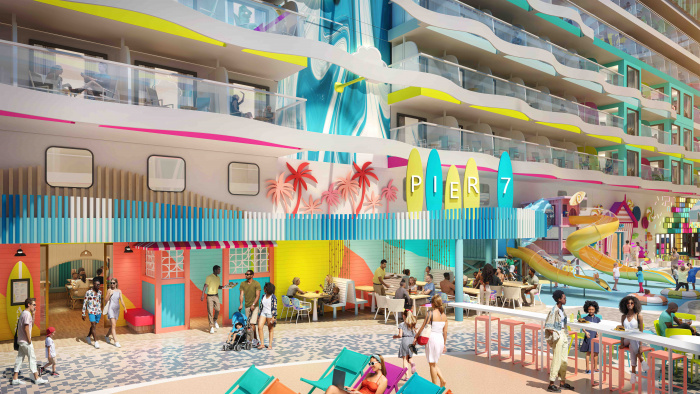 December 2022 – Adults and kids alike can enjoy breakfast, lunch and dinner – and laidback vibes – at the new Pier 7 on Icon of the Seas. In Surfside, the neighborhood dedicated to young families, the specialty restaurant will serve up beachside bites like mango shrimp tostadas and surf ‘n’ turf. 