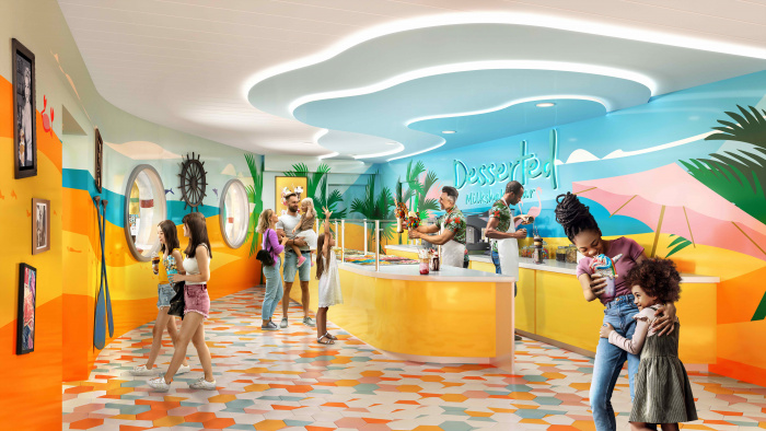 December 2022 – The new Desserted will be the cherry on top of a day braving the fastest, tallest and surprising thrills at Thrill Island on the new Icon of the Seas. Vacationers can choose from a lineup of Insta-worthy milkshake concoctions, including spiked options for the adults. 