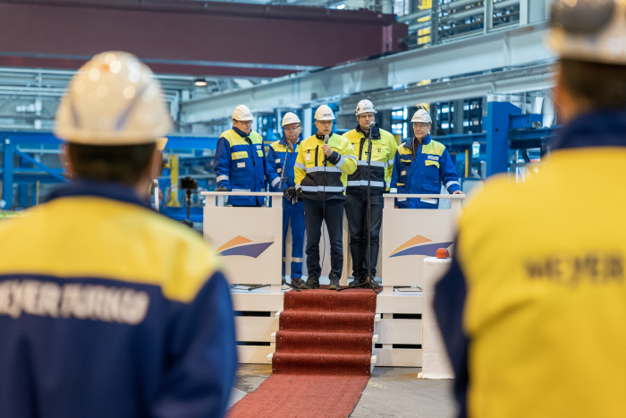 February 2023 – Royal Caribbean International’s second revolutionary Icon Class ship is under way. The teams that will work on the ship celebrated the start of its production at a ceremony in Turku, Finland, where the first piece of steel was cut.