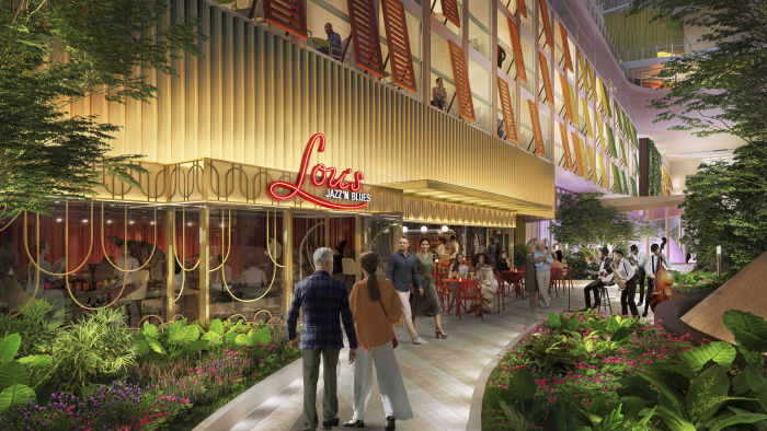 March 2023 – With music and cocktails inspired by New Orleans and New York, the new Lou’s Jazz ‘n Blues on Icon of the Seas debuts in the open-air Central Park neighborhood. Vacationers can enjoy live performances of jazz pop and soulful classics at a table for two or while strolling in the park.