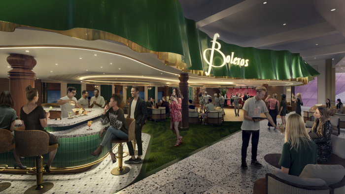 March 2023 – A Royal Caribbean staple, the Boleros dance club on Icon of the Seas returns to the always-vibrant Royal Promenade with a new look and its signature Latin flavor and live music.