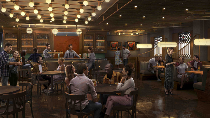 March 2023 – Icon of the Seas’ Point & Feather, the neighborhood English pub on Royal Promenade, has a new open layout, games – and tournaments – of darts and sips joining the signature lineup of pints. At the center of it all is the live guitarist that brings the spot’s popular experience to life tune after tune.