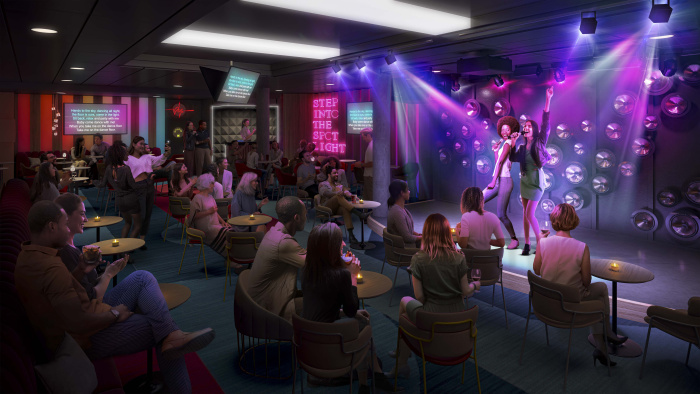 March 2023 – Joining the lineup of experiences in the next-level Royal Promenade on Icon of the Seas, Spotlight Karaoke is a fan-favorite where aspiring singers can take center stage in front of a crowd or in a private room with family and friends.