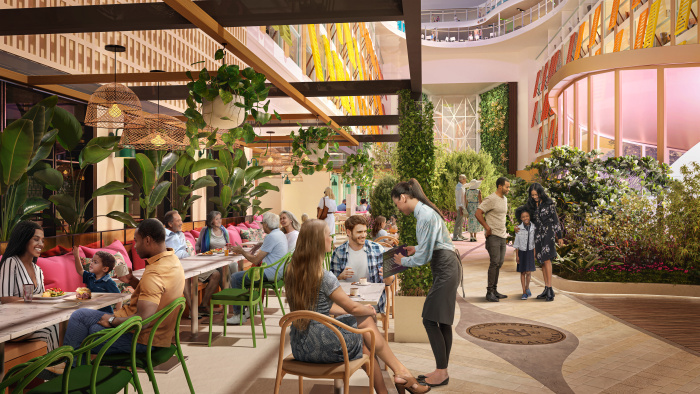 May 2023 – The Park Cafe, a fan favorite for quick bites, returns to the Central Park neighborhood on Icon of the Seas. The casual spot has bagels, made-to-order salads and other classics for breakfast and lunch, and for the first time, it will open at night to serve tapas.