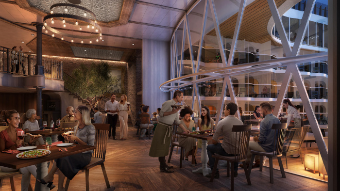 June 2023 – Now spanning two stories, Giovanni's Italian Kitchen & Wine Bar on Royal Caribbean’s new Utopia of the Seas will serve up its authentic Italian dishes, varietals, cocktails and an added twist: Gio’s Terrazza, a new outside terrace that overlooks the signature Boardwalk.
