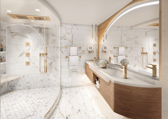 June 2023 – In the lineup of 20-plus types of rooms on Royal Caribbean’s Utopia of the Seas, the all-new Solarium Suites high up at the front of the ship feature panoramic views that open up to the ocean breeze at the push of a button, a stunning bathroom, the VIP Royal Suite Class experience and more.