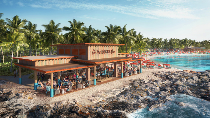 September 2023 – Opening January 2024, the new Hideaway Beach on Royal Caribbean’s award-winning Perfect Day at CocoCay will welcome vacationers to enjoy an adults-only escape that includes new dedicated spots for drinks and bites. Highlights include On the Rocks, an al fresco bar along the rocky shore with endless views, that will serve up drinks like frozen margaritas and mai tais, live music, games like shuffleboard and pool, TVs for live sports and more.