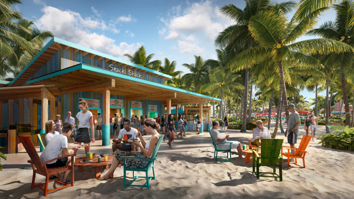 September 2023 – Opening January 2024, the new Hideaway Beach on Royal Caribbean’s award-winning Perfect Day at CocoCay will welcome vacationers to enjoy an adults-only escape that includes dedicated spots for drinks and bites. Highlights include the fan-favorite Snack Shack and its popular complimentary chicken sandwich, mozzarella sticks and more.