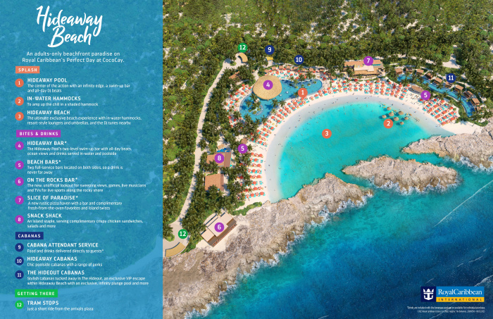 Map of Perfect Day at CocoCay’s Hideaway Beach