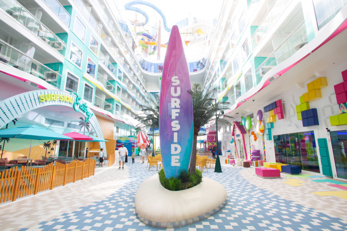 Royal Caribbean’s first neighborhood designed for families, Surfside is where grownups with kids can stay and play all day on Icon of the Seas. There are dedicated family activities like the neighborhood-wide Larger-than-life Family Festival and three water experiences, including a pool for the grownups. Steps away are spots for food and drinks, like The Lemon Post bar; the signature carousel, an arcade, Adventure Ocean; and more.Credit: sbw-photo