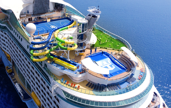 The amplified Voyager of the Seas features adventures for vacationers of all ages to make memories, including The Perfect Storm duo of racing waterslides, the FlowRider surf simulator, mini golf and more. 