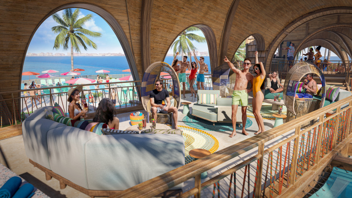 July 2025 – The world’s largest swim-up bar, The Floating Flamingo is where vacationers can keep the party vibes going all day on Royal Caribbean’s Royal Beach Club Paradise Island. For the ultimate vibe, vacationers can upgrade their experience at the east or west side of The Party Deck on the second floor, complete with unique poolside amenities for up to 12 guests, including dedicated food and beverage service, front-row DJ mashups and amazing ocean views.Julio de 2025 – El bar acuático más grande del mundo, The Floating Flamingo, es donde los vacacionistas pueden vivir la energía de fiesta durante todo el día en el Royal Beach Club Paradise Island de Royal Caribbean. Para disfrutar de la mejor experiencia, los vacacionistas pueden magnificar su estancia en el lado este u oeste de The Party Deck en el segundo piso, que cuenta con amenidades únicas junto a la piscina para hasta 12 invitados, incluyendo servicio de bebidas y alimentos, mezclas de DJ en primera fila y asombrosas vistas al océano.