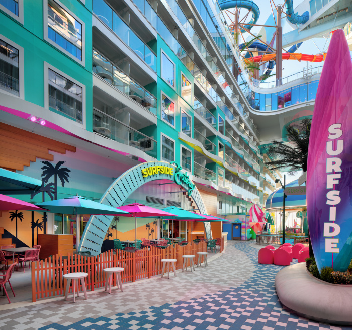 Surfside Eatery on Star of the Seas is Royal Caribbean’s buffet dedicated to families at the stay-all-day neighborhood for families with young kids. There are options for all ages to enjoy at breakfast, lunch and dinner – including twists on kid classics for the adults. 