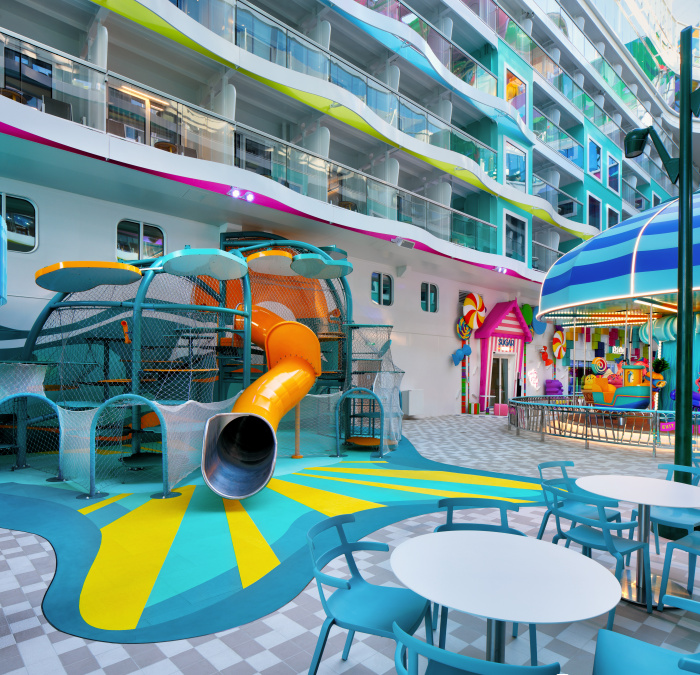 Designed for families with young kids, Surfside is where families can stay and play all day on Royal Caribbean’s Star of the Seas. The neighborhood features water experiences, including Splashaway Bay for little ones and the Water’s Edge pool for grownups, a new playscape, beach-themed carousel, and spots to grab bites and drinks just steps away. 