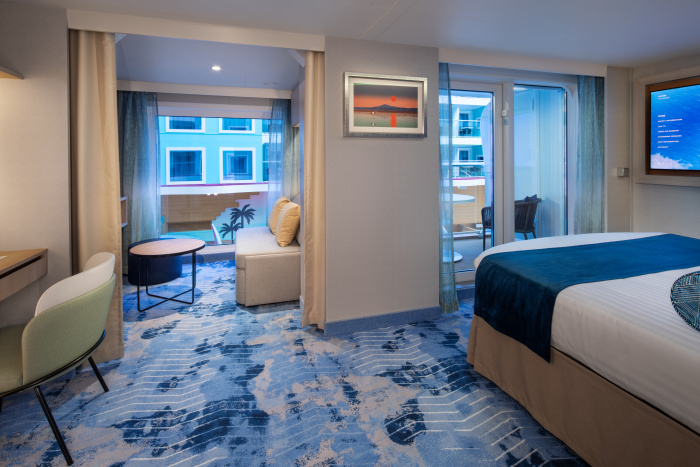 On Royal Caribbean’s Star of the Seas, families of up to four can stay close to the action in the Surfside Family Suites. Nestled in the Surfside family neighborhood, the room features a cozy kids nook, which transforms into a living space, along with a private balcony.