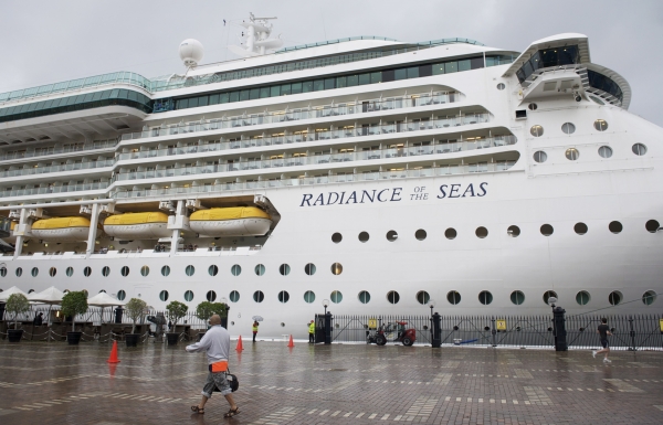 Royal Caribbean's Radiance of the Seas docked at Sydney Harbour in Sydney, Australia.