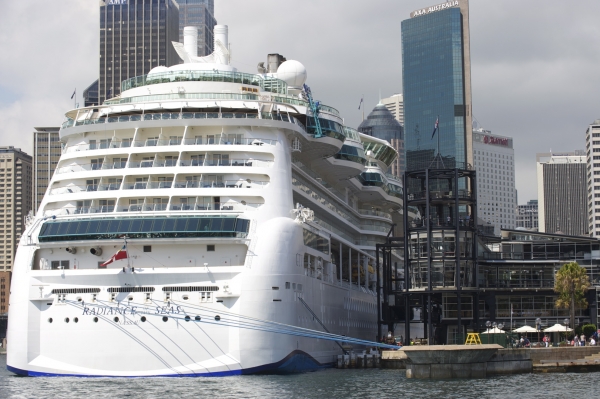 Royal Caribbean's Radiance of the Seas docked at Sydney Harbour in Sydney, Australia.