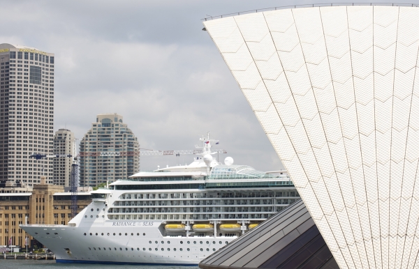 Royal Caribbean's Radiance of the Seas docked at Sydney Harbour in Sydney, Australia.