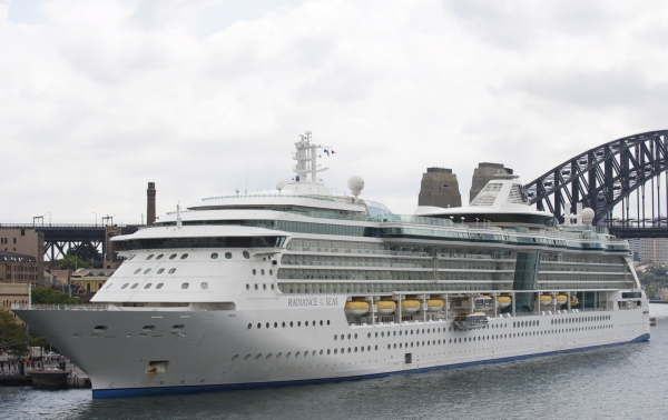 Royal Caribbean's Radiance of the Seas docked at Sydney Harbour in Sydney, Australia.