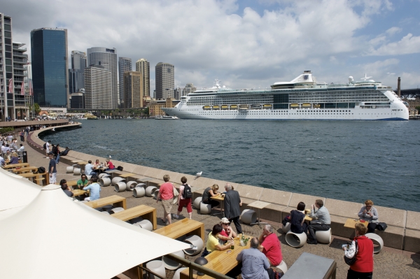 Royal Caribbean's Radiance of the Seas docked at Sydney Harbour in Sydney, Australia.