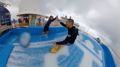 Carlos PenaVega Surfs on the World’s Largest Ship