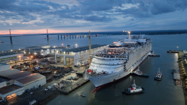 Utopia of the Seas Construction Update: Floating Out for the First Time